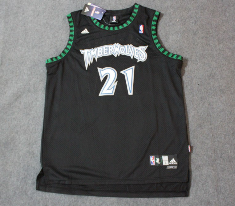  NBA Minnesota Timberwolves 21 Kevin Garnett Swingman Throwback Black Jerseys